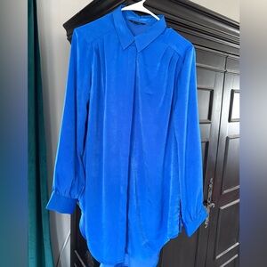 Express partition Vibrant Blue Long Sleeve Blouse